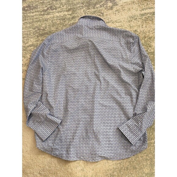 Con.Struct Long Sleeve Button Shirt Mens XXL Blue Plaid Slim Fit 4-Way Stretch - Picture 8 of 9